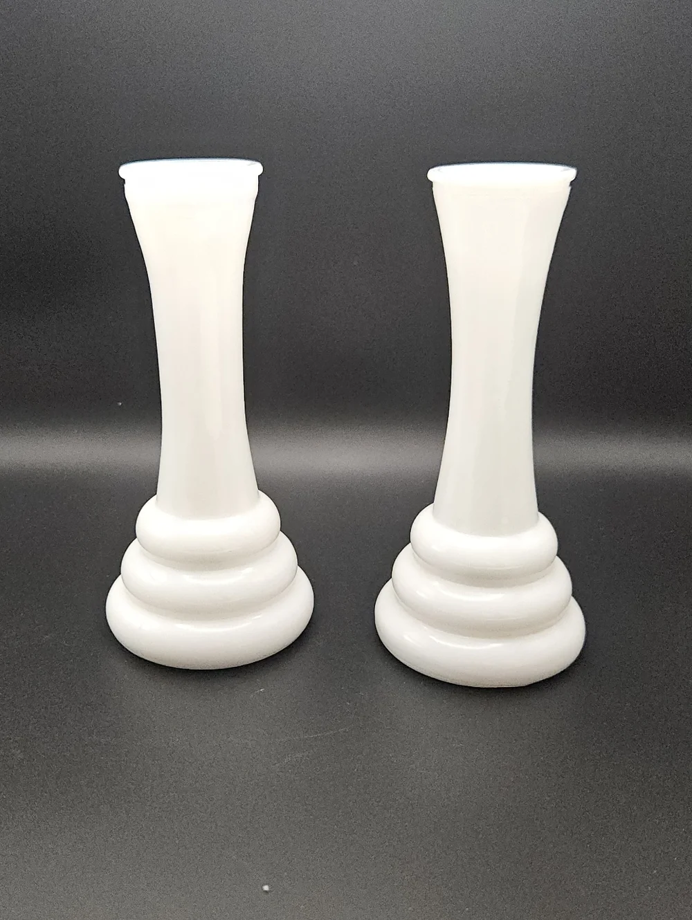 Vintage Randall Beehive Milkglass Vases, Set of Two
